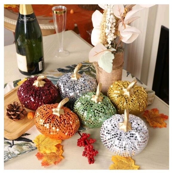 FORUP 6 Pcs Thanksgiving Pumpkin Set, Soft Stuffed Artificial Fall Pumpkins - Picture 8 of 8